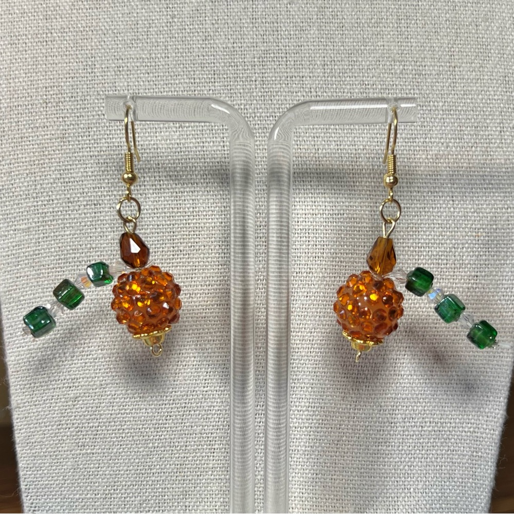 Blingy Pumpkin Beaded Earrings 🎃